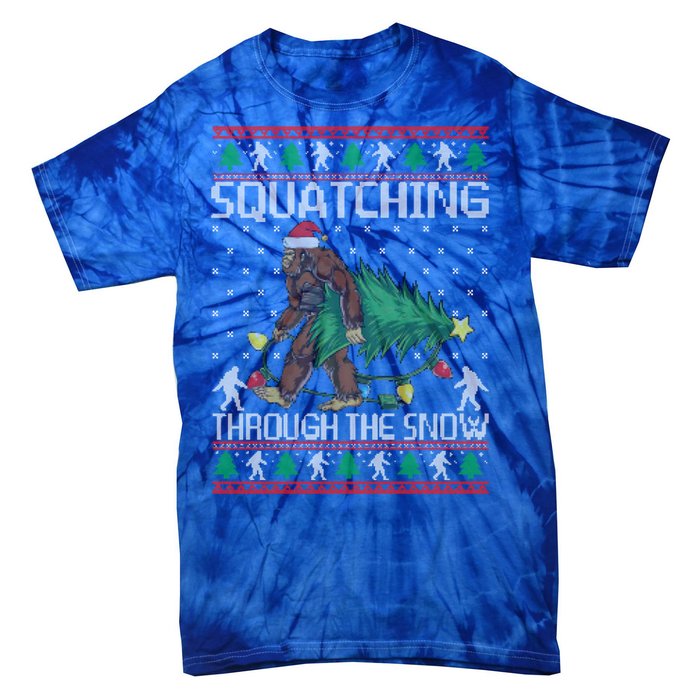 Squatching Through The Snow Bigfoot Lovers Christmas Cool Gift Tie-Dye T-Shirt