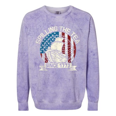 Spilling The Tea Since 1773 Patriotic Tea Party July 4th Colorblast Crewneck Sweatshirt