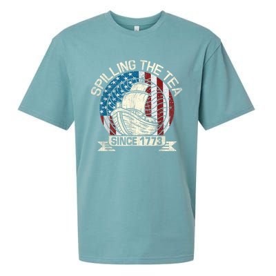 Spilling The Tea Since 1773 Patriotic Tea Party July 4th Sueded Cloud Jersey T-Shirt