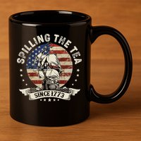 Spilling The Tea 1773 4th Of July 11oz C Handle Ceramic Mug