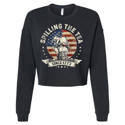 Spilling The Tea 1773 4th Of July Cropped Pullover Crew