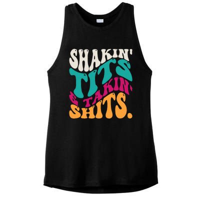 Shakin Tits & Takin Shits Funny Quotes Ladies PosiCharge Tri-Blend Wicking Tank