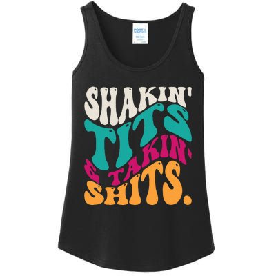 Shakin Tits & Takin Shits Funny Quotes Ladies Essential Tank