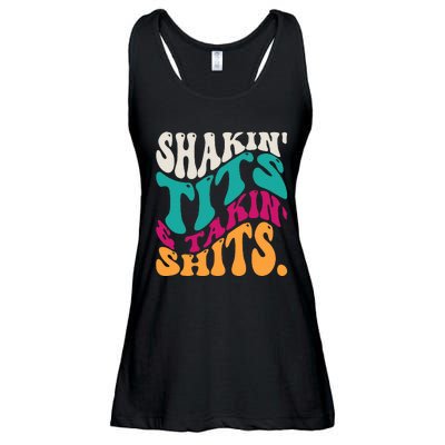 Shakin Tits & Takin Shits Funny Quotes Ladies Essential Flowy Tank