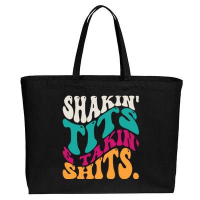 Shakin Tits & Takin Shits Funny Quotes Cotton Canvas Jumbo Tote