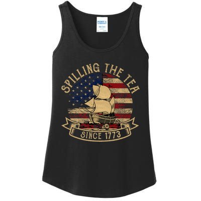 Spilling The Tea Since 1773 American History Teacher Vintage Ladies Essential Tank