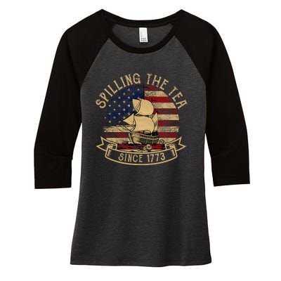 Spilling The Tea Since 1773 American History Teacher Vintage Women's Tri-Blend 3/4-Sleeve Raglan Shirt