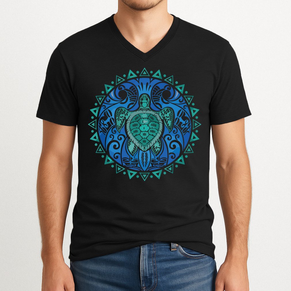 Sea Turtle Tribal Hawaiian Hawaii Turtles Lover Gift V-Neck T-Shirt