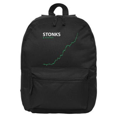 Stonks To The Moon Stock Day Trader Stonks Meme 16 in Basic Backpack