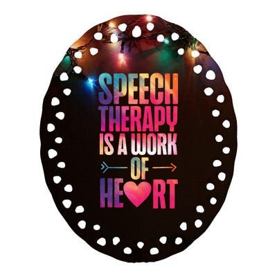 Speech Therapist Therapy Assistant SLP Watercolor Speech Ceramic Oval Ornament