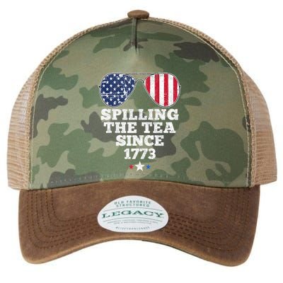 Spilling The Tea Since 1773 Funny 4th Of July American Flag Legacy Tie Dye Trucker Hat