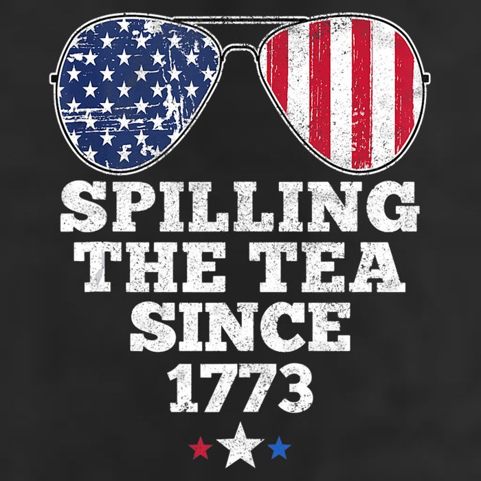 Spilling The Tea Since 1773 Funny 4th Of July American Flag 7 Panel Mesh Trucker Snapback Hat