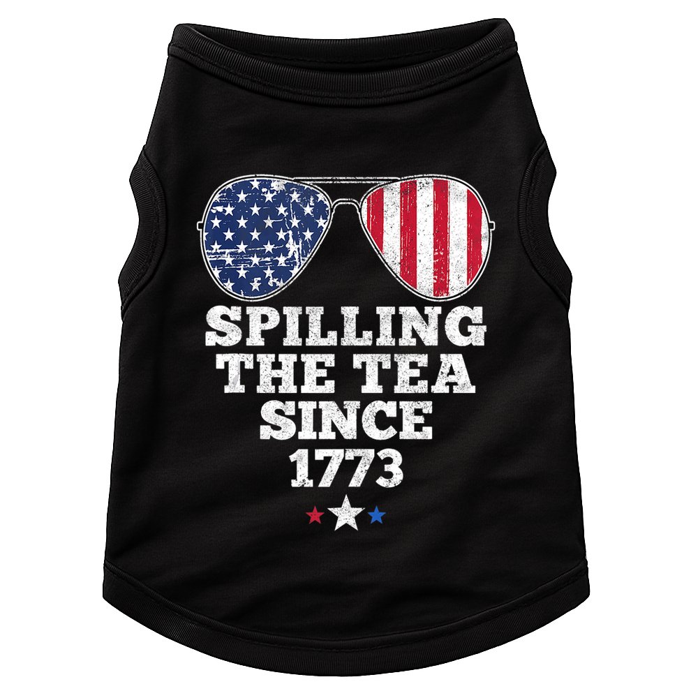 Spilling The Tea Since 1773 Funny 4th Of July American Flag Doggie Tank