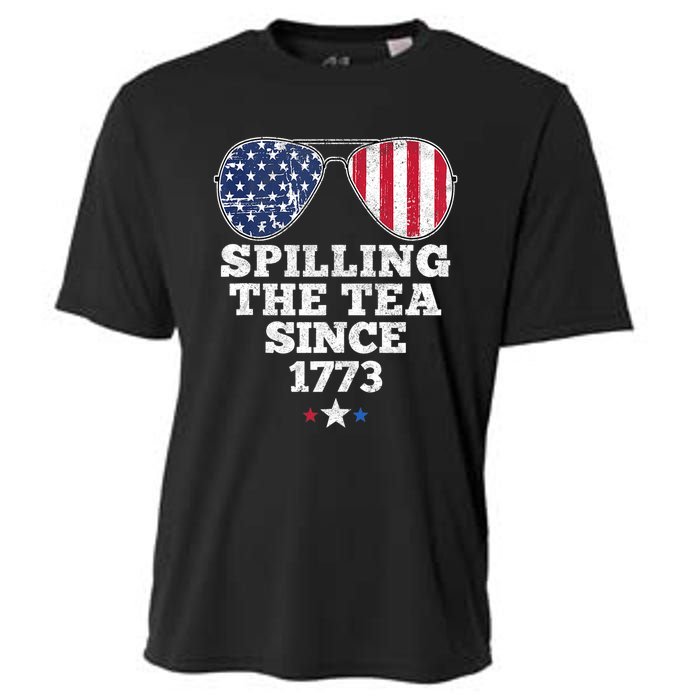 Spilling The Tea Since 1773 Funny 4th Of July American Flag Cooling Performance Crew T-Shirt