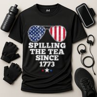 Spilling The Tea Since 1773 Funny 4th Of July American Flag Cooling Performance Crew T-Shirt
