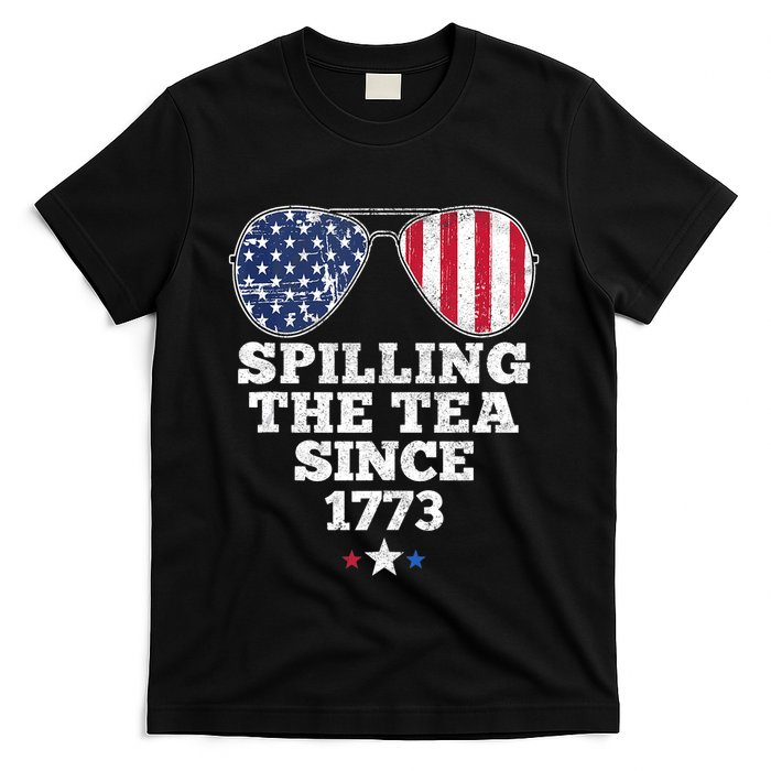 Spilling The Tea Since 1773 Funny 4th Of July American Flag T-Shirt