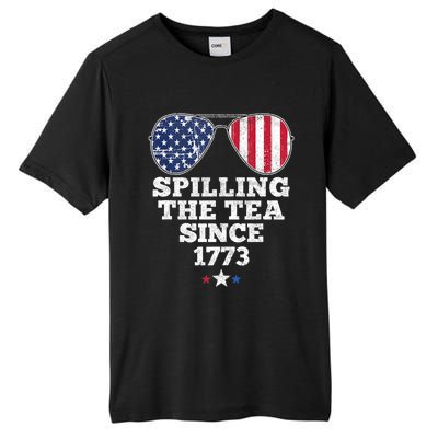 Spilling The Tea Since 1773 Funny 4th Of July American Flag Tall Fusion ChromaSoft Performance T-Shirt