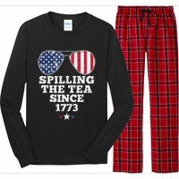 Spilling The Tea Since 1773 Funny 4th Of July American Flag Long Sleeve Pajama Set