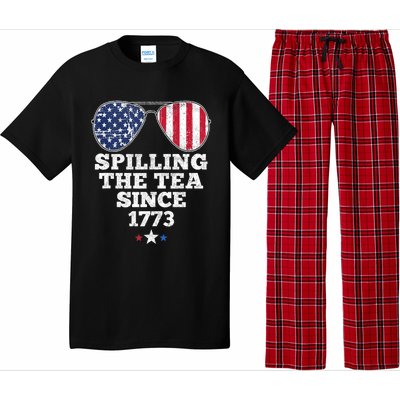 Spilling The Tea Since 1773 Funny 4th Of July American Flag Pajama Set