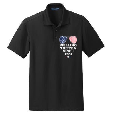 Spilling The Tea Since 1773 Funny 4th Of July American Flag Dry Zone Grid Polo