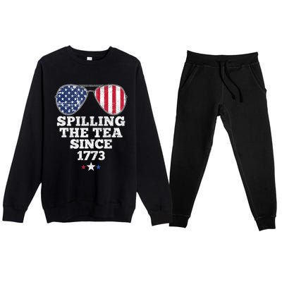 Spilling The Tea Since 1773 Funny 4th Of July American Flag Premium Crewneck Sweatsuit Set