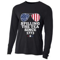 Spilling The Tea Since 1773 Funny 4th Of July American Flag Cooling Performance Long Sleeve Crew