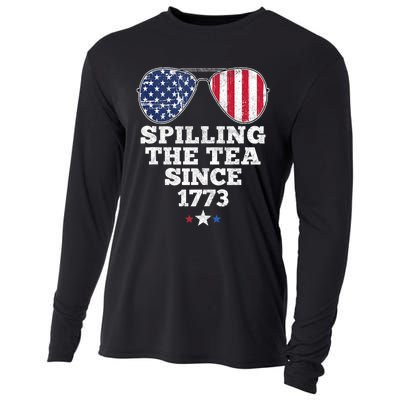 Spilling The Tea Since 1773 Funny 4th Of July American Flag Cooling Performance Long Sleeve Crew