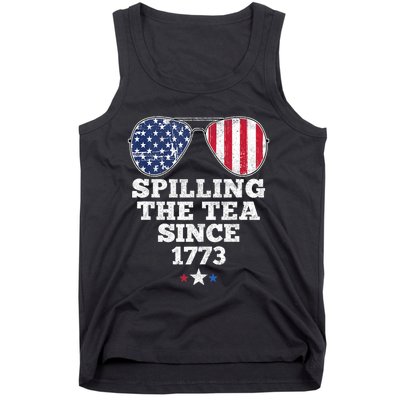 Spilling The Tea Since 1773 Funny 4th Of July American Flag Tank Top