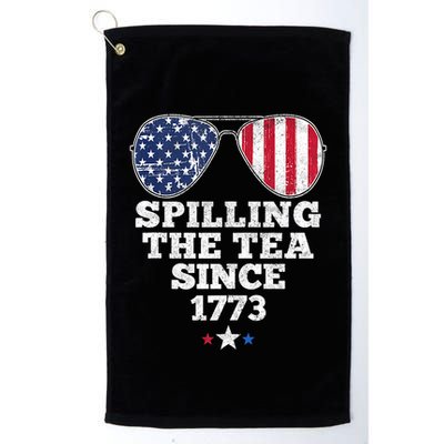 Spilling The Tea Since 1773 Funny 4th Of July American Flag Golf Towel