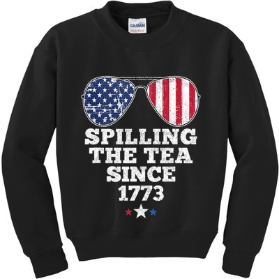 Spilling The Tea Since 1773 Funny 4th Of July American Flag Kids Sweatshirt