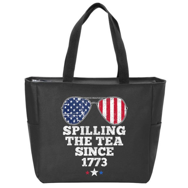 Spilling The Tea Since 1773 Funny 4th Of July American Flag Zip Tote Bag