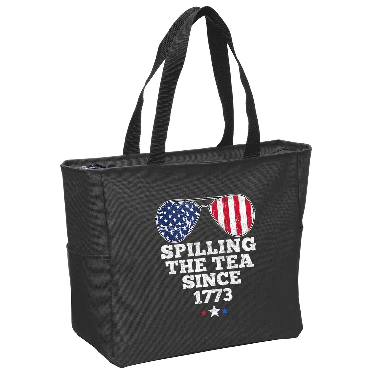 Spilling The Tea Since 1773 Funny 4th Of July American Flag Zip Tote Bag