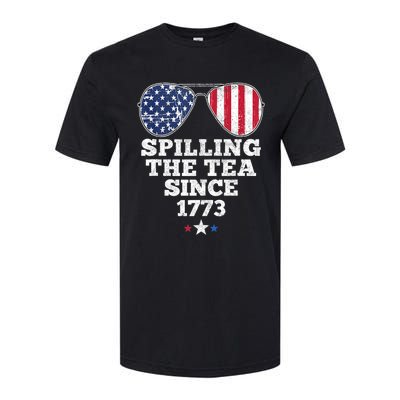 Spilling The Tea Since 1773 Funny 4th Of July American Flag Softstyle CVC T-Shirt