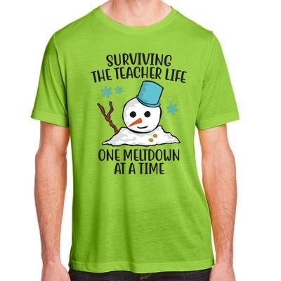 Surviving The Teacher Life One Meltdown At A Time Funny Holiday Adult ChromaSoft Performance T-Shirt