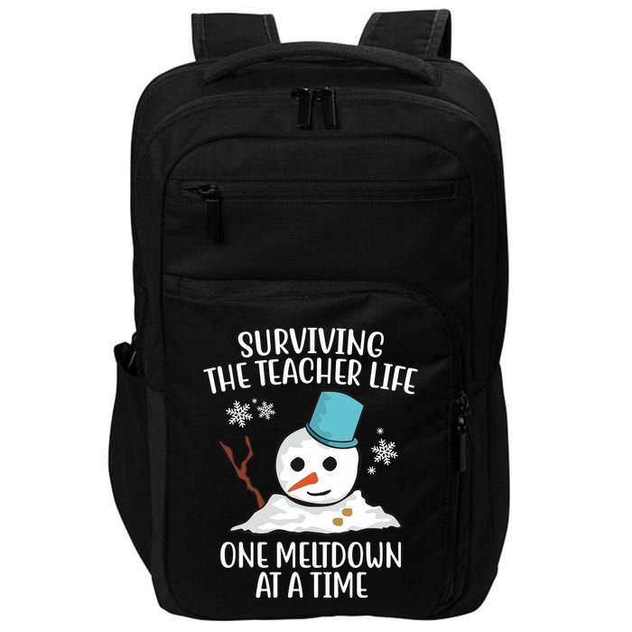 Surviving The Teacher Life One Meltdown At A Time Funny Holiday Impact Tech Backpack