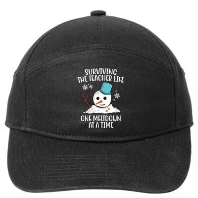 Surviving The Teacher Life One Meltdown At A Time Funny Holiday 7-Panel Snapback Hat