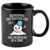 Surviving The Teacher Life One Meltdown At A Time Funny Holiday 11oz C Handle Ceramic Mug