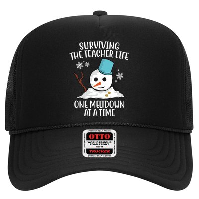 Surviving The Teacher Life One Meltdown At A Time Funny Holiday Trucker Hat