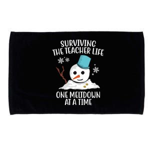 Surviving The Teacher Life One Meltdown At A Time Funny Holiday Microfiber Hand Towel