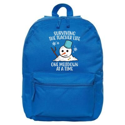Surviving The Teacher Life One Meltdown At A Time Funny Holiday 16 in Basic Backpack