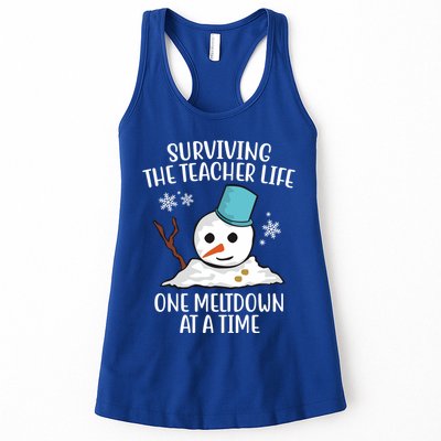 Surviving The Teacher Life One Meltdown At A Time Funny Holiday Womens Tank Top