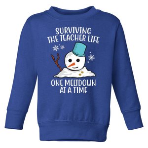 Surviving The Teacher Life One Meltdown At A Time Funny Holiday Toddler Sweatshirt