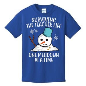 Surviving The Teacher Life One Meltdown At A Time Funny Holiday Kids T-Shirt