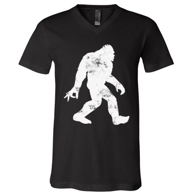 Squatching Through The Snow - Bigfoot Christmas Sasquatch V-Neck T-Shirt