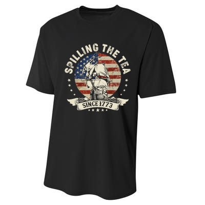 Spilling The Tea Since 1773 Patriotic 4th Of July Performance Sprint T-Shirt