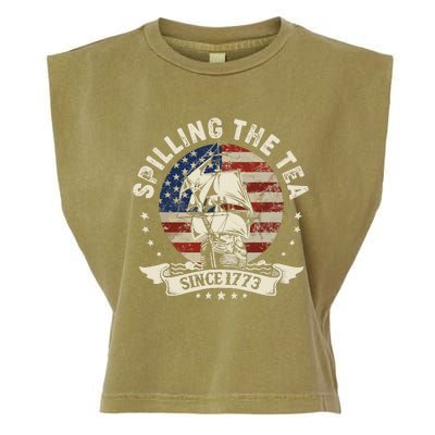 Spilling The Tea Since 1773 Patriotic 4th Of July Garment-Dyed Women's Muscle Tee