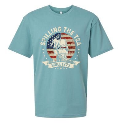 Spilling The Tea Since 1773 Patriotic 4th Of July Sueded Cloud Jersey T-Shirt