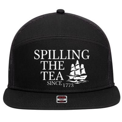 Spilling The Tea Since 1773 7 Panel Mesh Trucker Snapback Hat