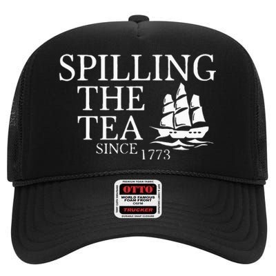 Spilling The Tea Since 1773 High Crown Mesh Back Trucker Hat