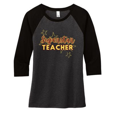 Superstar Teacher Teacher Back To School Women's Tri-Blend 3/4-Sleeve Raglan Shirt